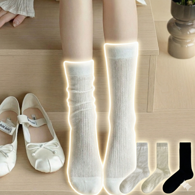 모노리 여성 시스루 순면 여름 레인부츠 통기성 양말 얇은 메쉬