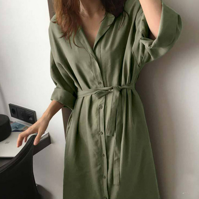 FANSYLI 여성 긴팔 셔츠 원피스 봄가을 패션 롱 가디건 패션 통근 자외선 차단 셔츠 W2509S10