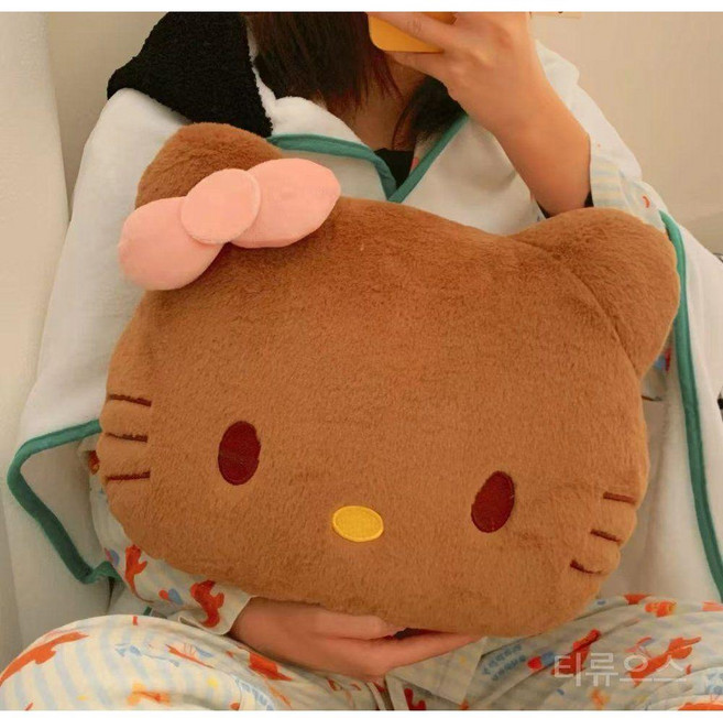 티류으스 키티 배게 인형 플러시 장난감 소파 침대 머리 받침 차량 lyj, 갈색 kt 베개