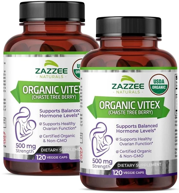 Zazzee 재지 오가닉 바이텍스 500mg 120베지캡슐 2팩, 2개, 120정 - 쿠팡