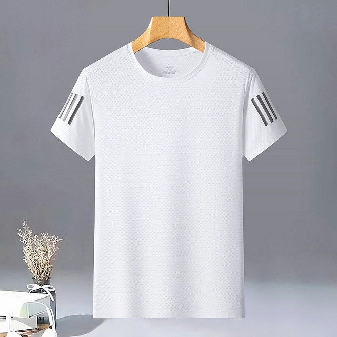 L-8XL 大尺碼透氣機能輕薄吸濕排汗男生上衣 運動休閒短袖圓領冰絲速乾涼感T恤【台灣現貨】