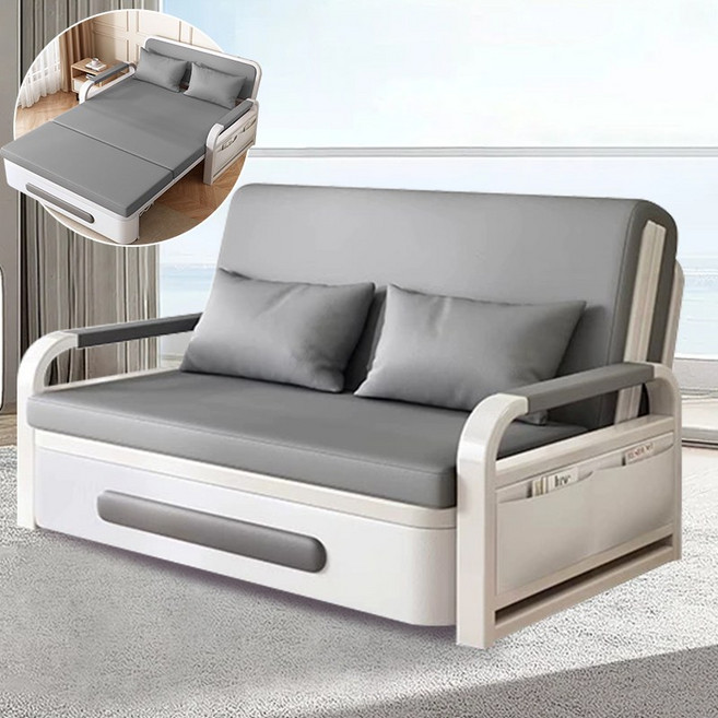 SeekFun 접이식 쇼파베드 2인용 방수 대용량 침대밑 수납공간 그레이 베이지
