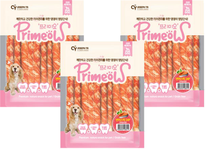 프리미요 강아지 스틱껌, 연어, 240g, 3개