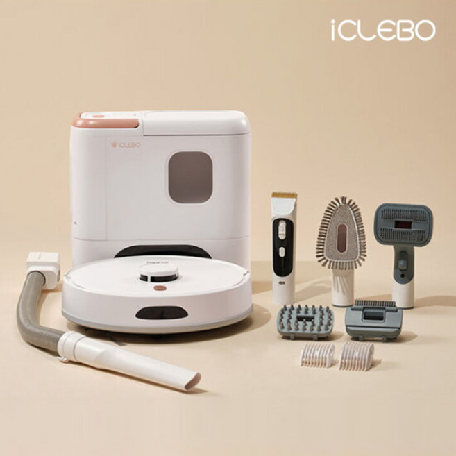 아이클레보 3in1 올인원 로봇청소기 펫 버틀러 ICR-Pet-R-100, 화이트
