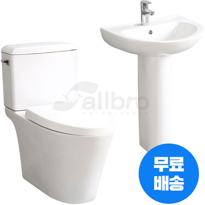 올브로 수전포함 치마형양변기 INTO C-951 긴다리원형 L-108 세트 설치가능 세면대 교체 시공, 1개