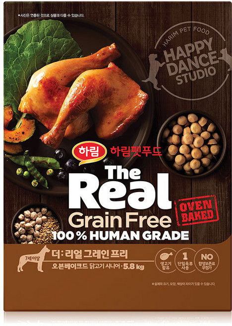 하림펫푸드 시니어 강아지 더리얼 그레인프리 오븐베이크드 건식사료, 닭, 5.8kg, 1개