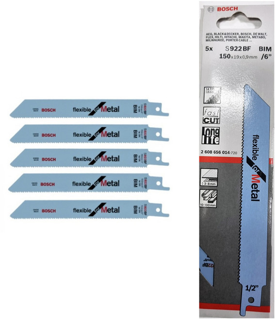 보쉬 컷소날 S922BF 5개입 1세트 철재 금속 스텐 메탈 150mm 컷쇼날 컷쏘날