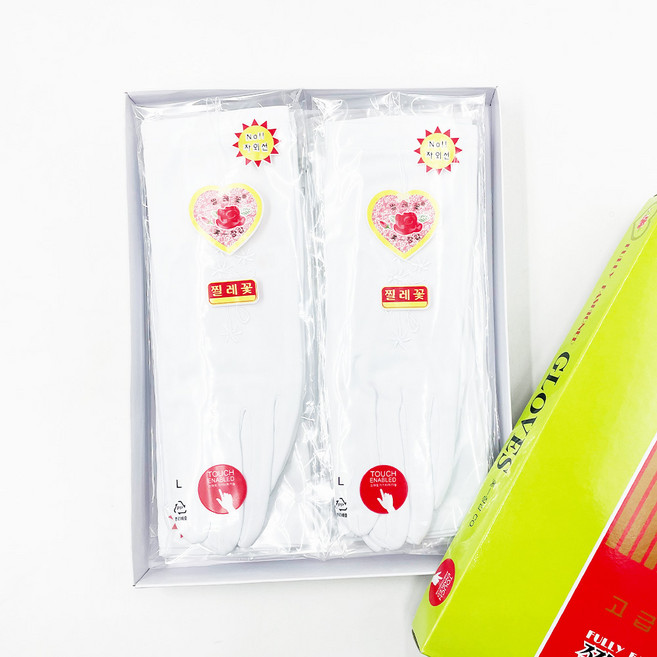 찔레꽃 고급 예식장갑 (플라워자수) 10켤레 스마트터치장갑, 10개, L