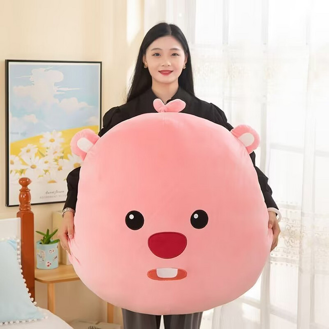KP精選 可愛loopy抱枕 粉色超軟海貍露比毛絨玩偶睡覺靠墊生日禮物女
