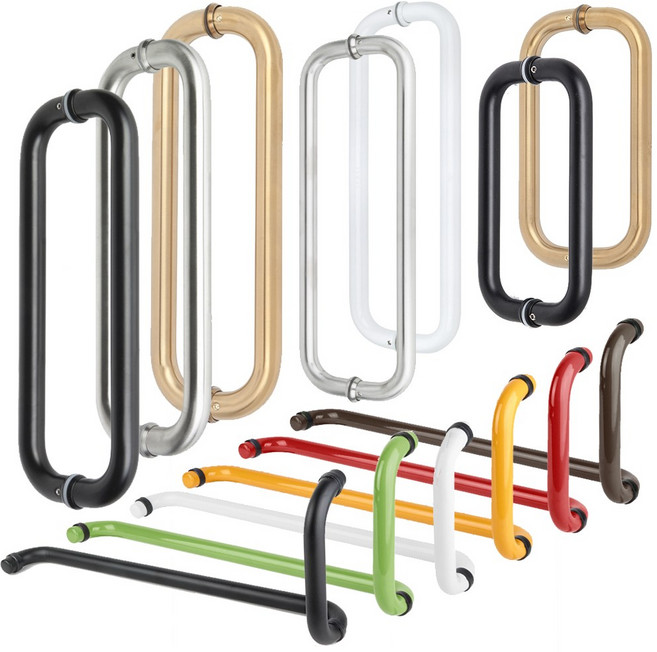 강화도어손잡이 유리문손잡이 골드외, 06.GS184링블랙센터340x19 2종스텐, 1개