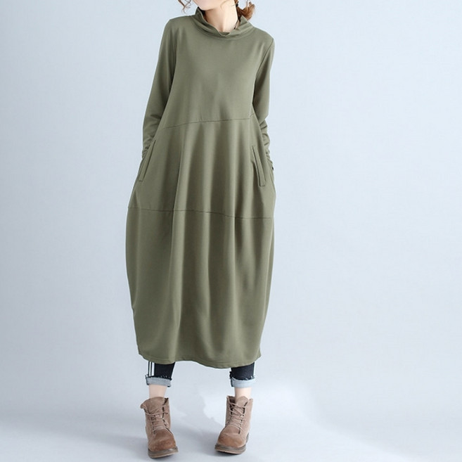 여성 봄 가을 긴팔 원피스 루즈핏 빅사이즈 바캉스 롱 원피스 데일리룩