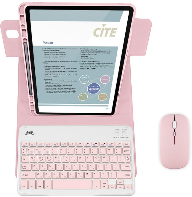갤럭시탭S6 라이트 Lite 10.4 호환 콤비회전 S펜수납 블루투스 케이스 키보드 마우스 패키지 p610 p615, 핑크, 1개