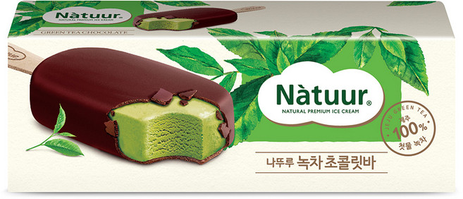 나뚜루 녹차 밀크초콜렛 아이스크림바, 12개, 90ml