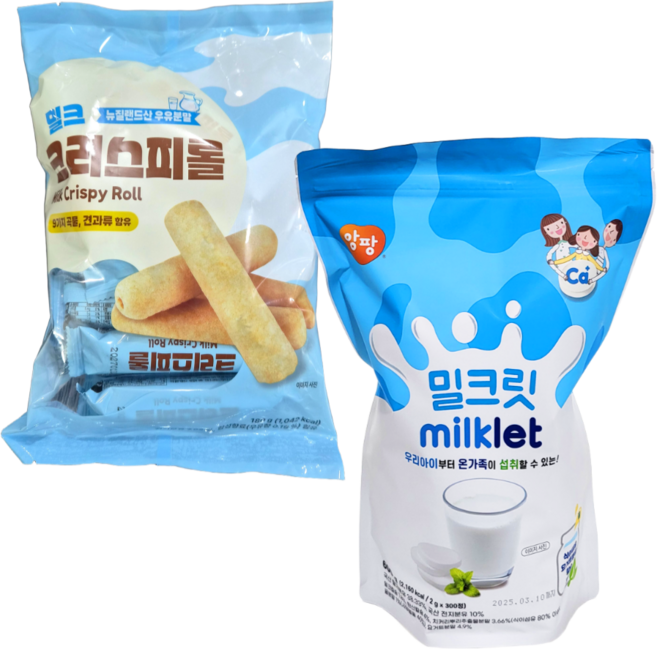 우유 과자 앙팡밀크릿 밀크크리스피롤 학생 어르신 낱개 포장 간식, 1세트, 780g