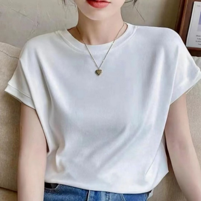 뚜라미 여성 모달 라운드 반팔 찰랑 티셔츠