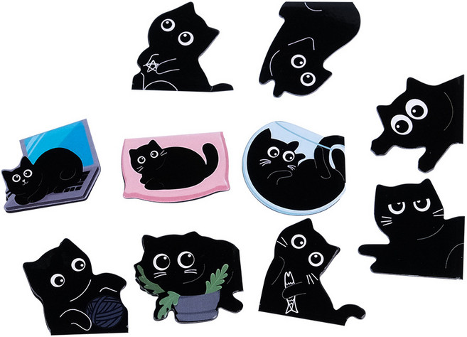 고양이 자석책갈피 인덱스 마크네틱 북마크 북스터퍼 북클립 10종세트, 10개입