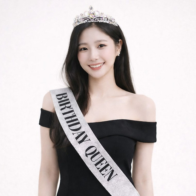 올리브파티 생일 파티용품 공주 티아라 어깨띠 세트, 1세트, 크리스탈티아라+생일퀸어깨띠