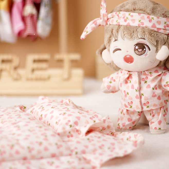 티니숲속 15cm 20cm인형 옷 라부부 1 2 3세대 원피스 잠옷 이불세트 솜인형, 핑크, 1개, 20cm, 이불