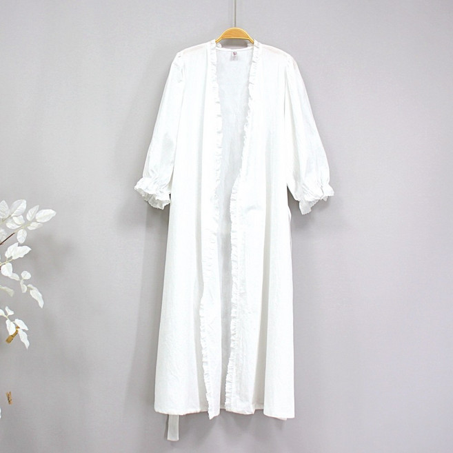 [서울양품점] 면 100% 베아트리 로브가운 샤워 골프 목욕가운 커플홈웨어, 화이트