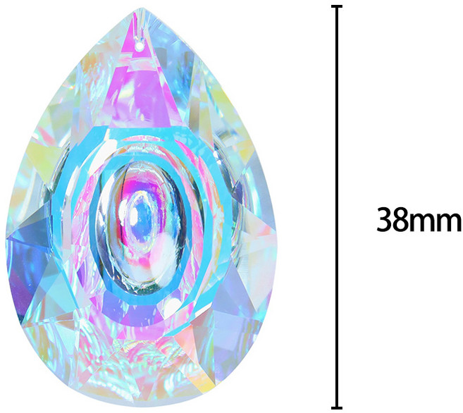 K9 크리스탈 프리즘 AB 클리어 면 대형 타원형 샹들리에 걸이식 장식품 DIY 썬캐처 펜던트 레인보우 메이커, 01 Height 38mm, 1개