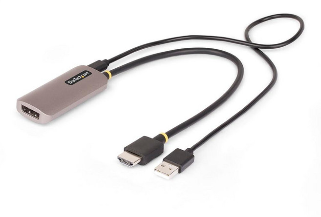 StarTech.com 1피트/30cm HDMI - 디스플레이 포트 어댑터 케이블 8K 60Hz 액티브 HDMI 2.1 to DP 1.4 비디오 컨버터 USB 버스 전원, 8K 60 Hz, 1 ft / 30 cm, 1개
