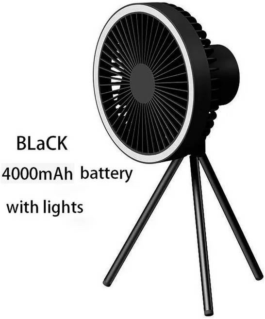 강력한 캠핑용 선풍기 가성비선풍기 10000mAh 휴대용 팬 홈 야외 캠핑 LED 조명 삼각대 스탠드 데스크탑 보조베터리 무선 천장 전동 팬 야외 포터블, 4000mAh black, 2) 4000mAh black