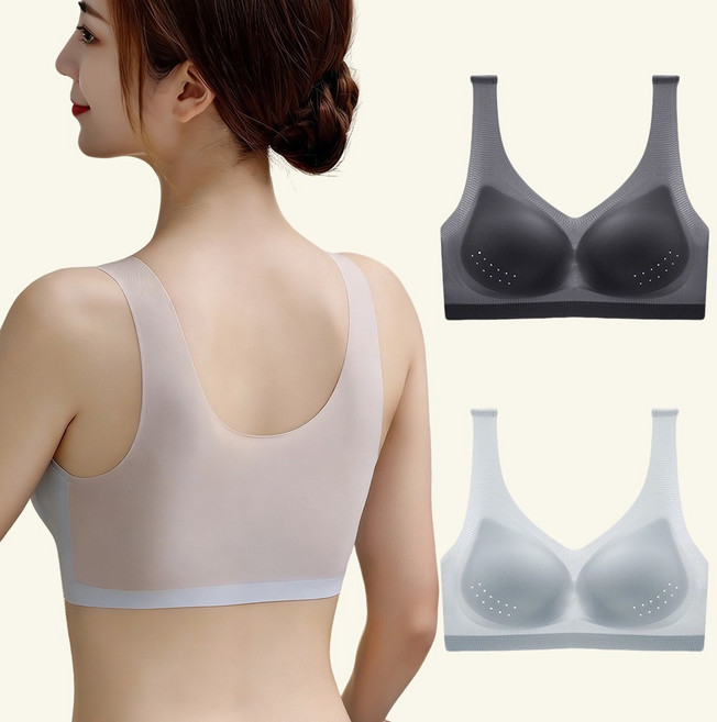 KAQIA 여성 브래지어 노와이어 편한 초박형 심리스 브라 2세트 WX015