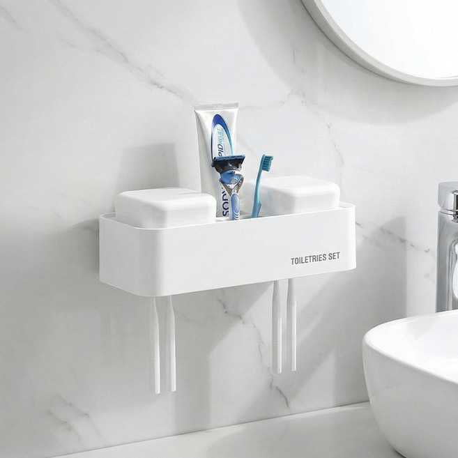 안젤로 무타공 올인원 칫솔꽂이 4구, 화이트