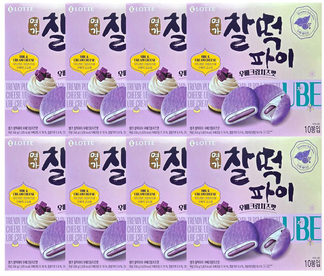 롯데 찰떡파이 우베크림치즈맛 250g 1025kcal (대), 8개