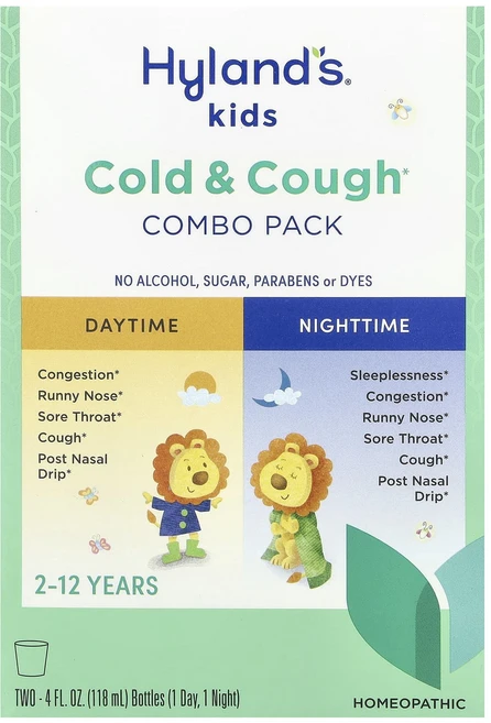 Hyland's Naturals 어린이용 콧물 및 감기 완화용 시럽 팩 주간용/야간용 만 2~12세 2병 병당 118ml(4fl oz), HylandsNaturals어린이용콧물및감기완화용시럽팩, 118ml - 쿠팡