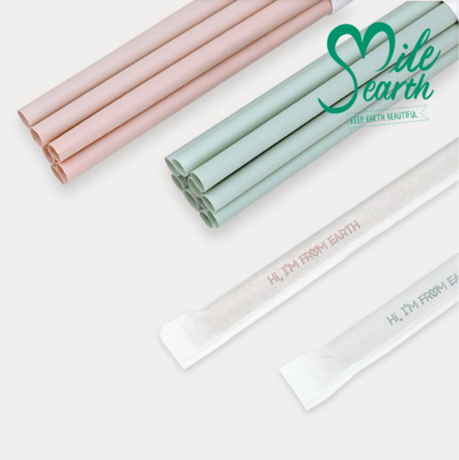 생분해 옥수수 빨대 개별포장 21cm 파스텔 컬러 PLA, 100개, 라이트핑크, 1개