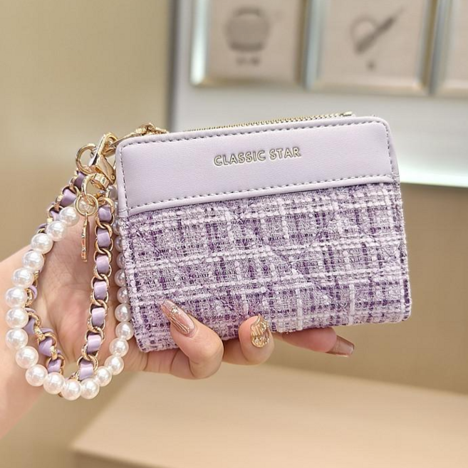 [키링세트] 샤샤벨 트위드 반지갑 여성 학생 카드지갑 귀여운 여자 지갑