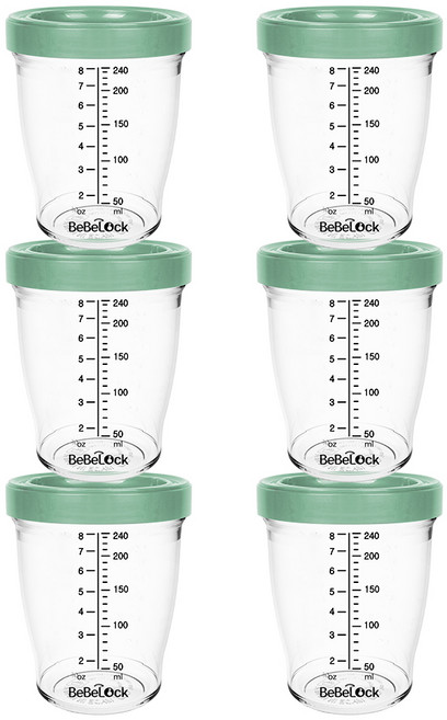 베베락 아이와 트라이탄 이유식용기 240ml (3+3개입), 1세트, 아이와 트라이탄 240ml(딥그린3P+딥그린3P), 1ml