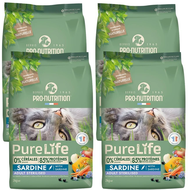 (유통기한 2606) 퓨어라이프 캣 중성화 피쉬 그레인프리 헤어볼케어 저지방 고양이사료, 4개, 2kg, 흰살생선 - 쿠팡