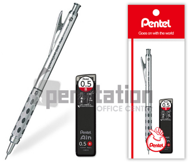 펜텔 그래프기어1000 0.5mm 샤프 샤프심 세트(펜텔 정품 블리스터 케이스 포장/선물용), 그래프기어0.5mm+아인샤프심0.5mm B