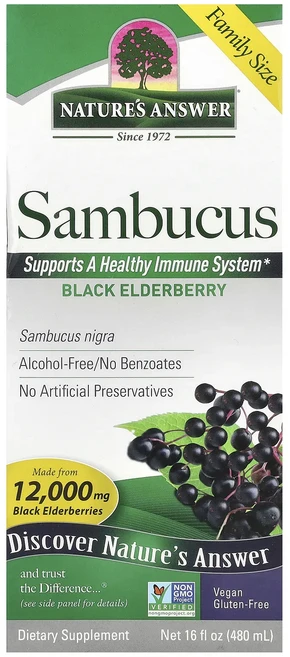 헁복하고 건강하세요 Nature's Answer 삼부커스 블랙 엘더베리 알코올 무함유 2500mg 480ml(16fl oz) 늘 챙기셔야합니다, NaturesAnswer삼부커스블랙엘더베리알코올무함유2, 1개, 480ml - 쿠팡