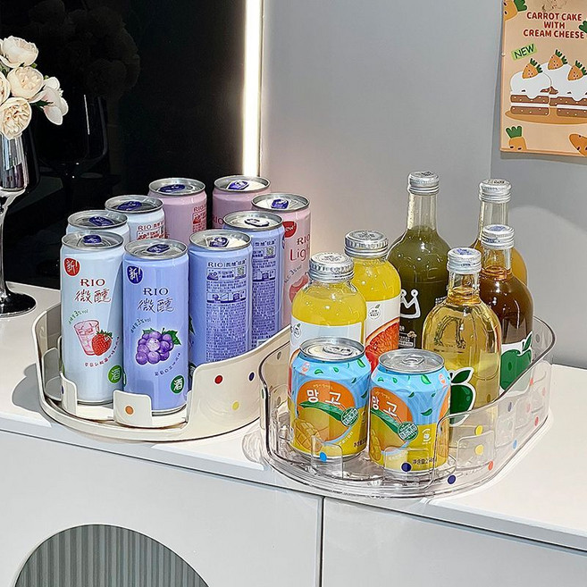 廚房冰箱收納旋轉盤 飲料調味料置物架, 1個, 2個混合置物盤【調料飲料通用】