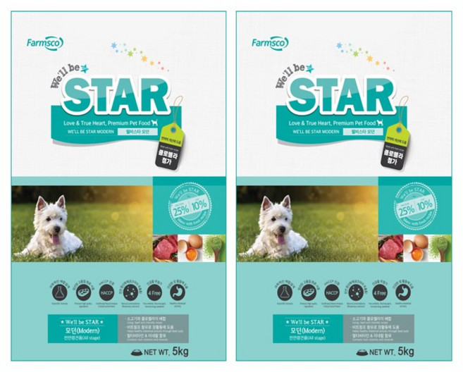 웰비스타모던 전연령용 애견 강아지 사료, 5kg, 2개, 소