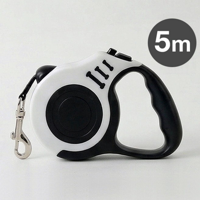 애견 자동 리드줄 목줄 산책줄, 1개, 화이트블랙