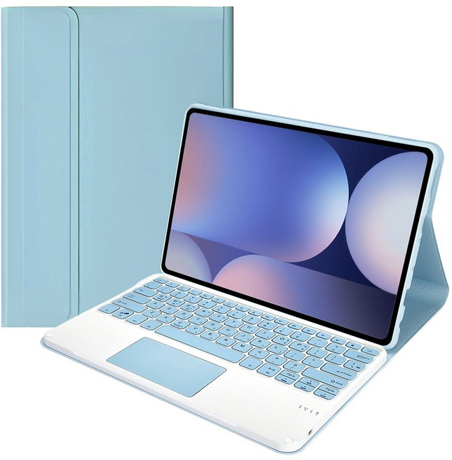 UB 갤럭시탭 터치 트랙패드 키보드 케이스 전기종 펜슬수납, 블루