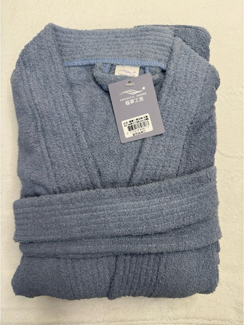 純棉大人浴袍 (身長105cm) (寬鬆、保暖、舒適) 居家/泡湯/沐浴後適用, 1個, 藍色