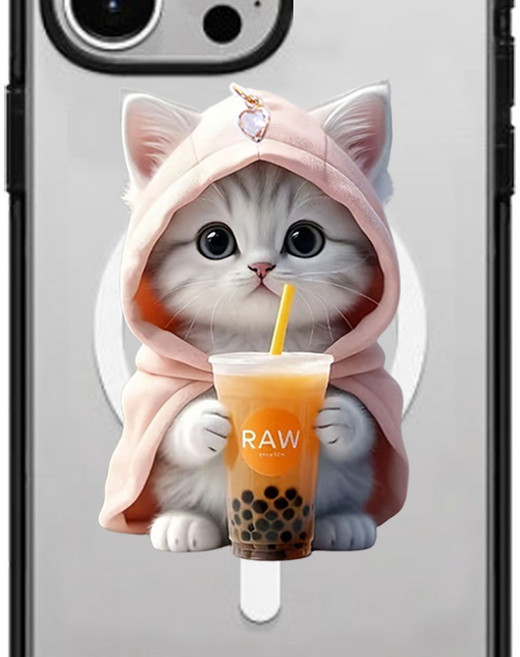 조아조아 9종 명품 그립 스마트 톡 강력자석 맥세이프 호환, 3.밀크티 냥이, 1개