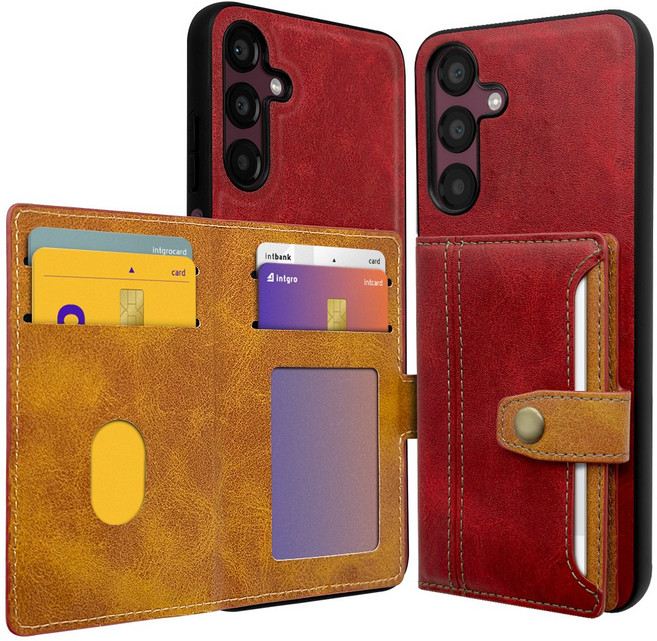 인트그로 스티치 가죽 카드지갑 휴대폰 케이스