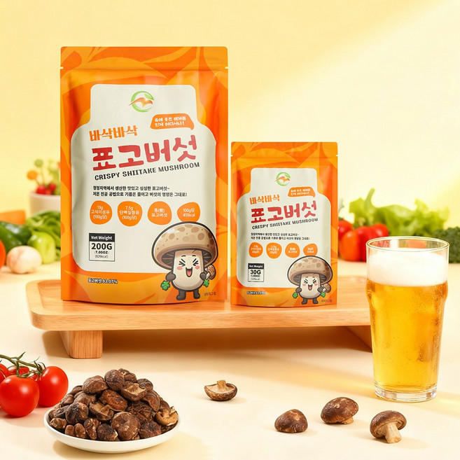 표고버섯칩 저칼로리 건강간식 다이어트과자 어린이간식 핑거푸드, 1개, 30g