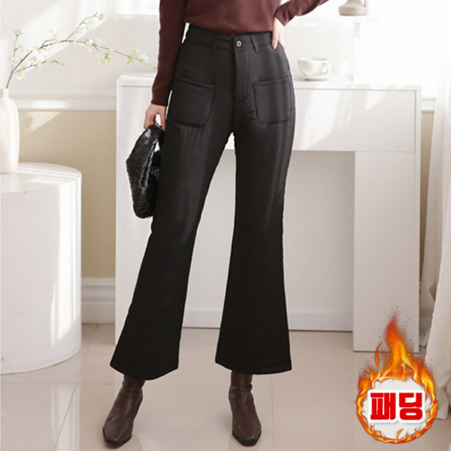 마이쏭 여성 빅사이즈 겨울바지 패딩 기모 날씬핏 하이웨스트 굿라인패딩부츠컷팬츠