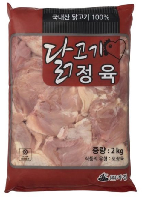 힐링미트 국내산 닭정육 2kg 닭다리살 냉동 순살, 1개