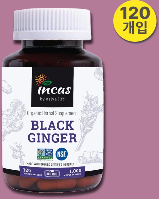 태국 검은 흑생강 끄라차이담 자색 1000mg 120정 비건캡슐 2개 (하루 2알 / 4달분), 1개 - 쿠팡