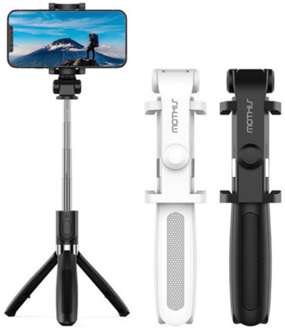 1+1 셀카봉 모디스 블루투스 무선(2개입), 블랙+화이트