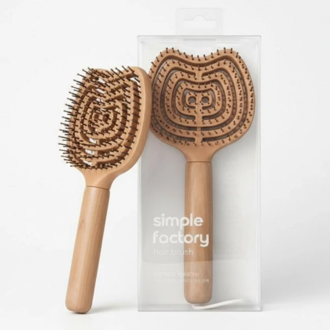 미야 헤어브러쉬 엉킴방지 두피마사지 뿌리볼륨 드라이빗, 1개, 브라운 - 쿠팡