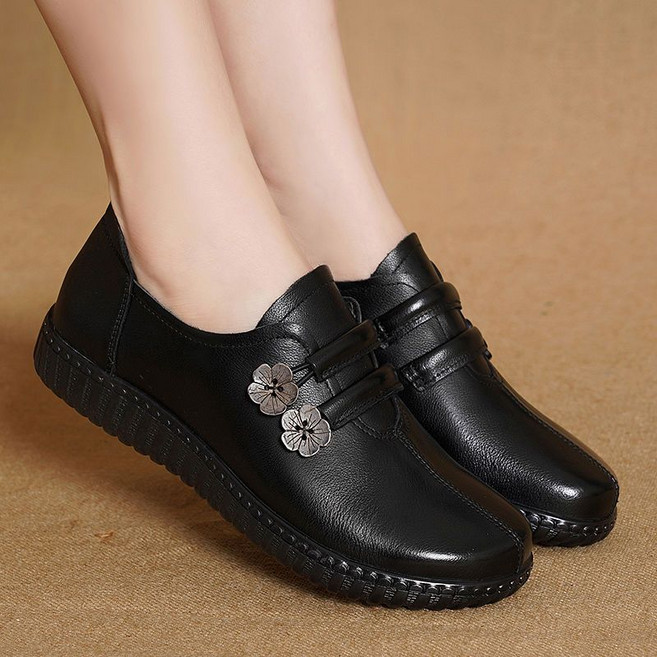 쌍천 여성 미끄럼 방지 라운드 플랫 편안한 중장년 여성 신발 Z26040902